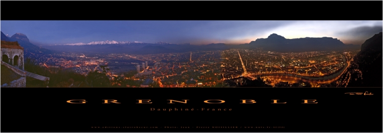 Panorama Grenoble nuit 95x33 cm